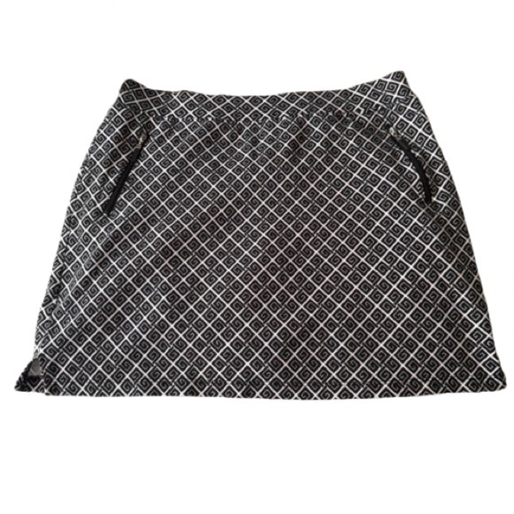 Jones New York Signature Black White Geometric Skort Skirt M- pickleball/tennis